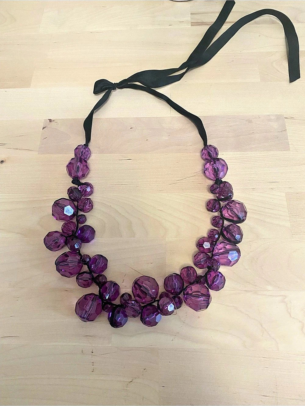J. Crew vintage Faceted Beaded Statement Necklace in Purple